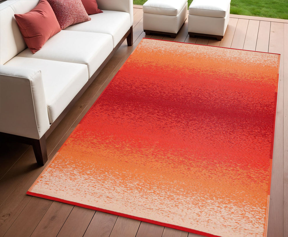 Homeroots 4' X 6' Orange Machine-braided Area Rug - Stain Resistant, Uv Protected, Perfect For Kids & Pets!  Polypropylene 555619