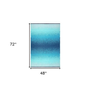 Homeroots 4' X 6' Teal Blue Distressed Area Rug – Uv Protected, Stain Resistant, Perfect For Kids & Pets!  Polypropylene 555620