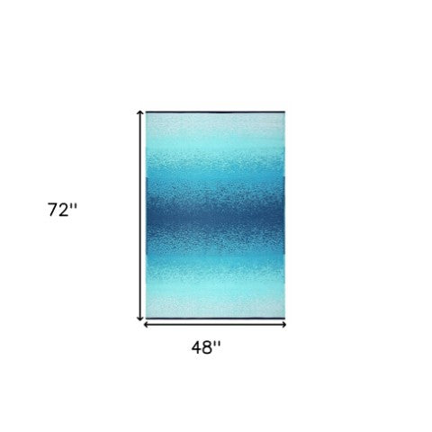 Homeroots 4' X 6' Teal Blue Distressed Area Rug – Uv Protected, Stain Resistant, Perfect For Kids & Pets!  Polypropylene 555620