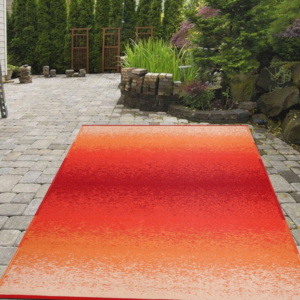 Homeroots 6' X 9' Orange Distressed Indoor Outdoor Area Rug - Stain Resistant, Uv Protected, Stylish Comfort  Polypropylene 555623