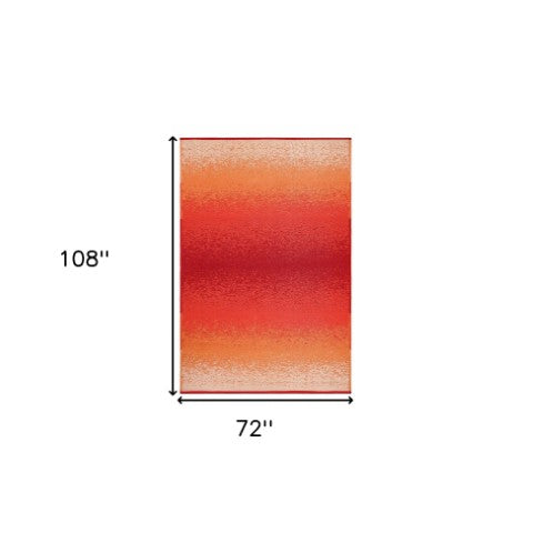 Homeroots 6' X 9' Orange Distressed Indoor Outdoor Area Rug - Stain Resistant, Uv Protected, Stylish Comfort  Polypropylene 555623