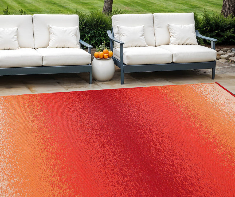 Homeroots 8' X 10' Orange Machine Braided Area Rug - Stain Resistant, Uv Protected, Perfect For Indoor & Outdoor Spaces  Polypropylene 555625