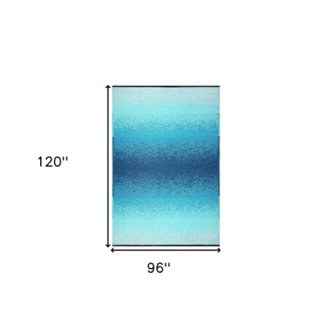 Homeroots 8' X 10' Teal Blue Indoor Outdoor Area Rug - Stylish, Stain Resistant & Uv Protected For Any Space  Polypropylene 555626