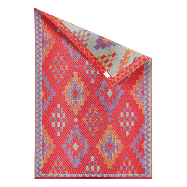 Homeroots 5' X 8' Red Geometric Area Rug - Stylish, Stain-resistant, Uv-protected For Indoor & Outdoor Use  Polypropylene 555629