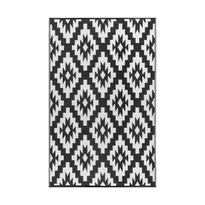 HomeRoots 4' Black Geometric Indoor Outdoor Area Rug - Durable, Stain-Resistant, UV Protected for High Traffic Areas 555631