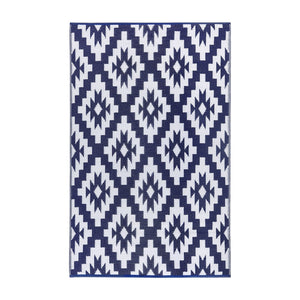 HomeRoots 4' X 6' Blue Geometric Area Rug – Durable, UV-Resistant, Easy-Care Style for Indoor & Outdoor Spaces 555632