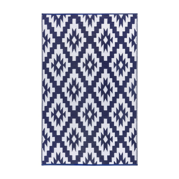 HomeRoots 4' X 6' Blue Geometric Area Rug – Durable, UV-Resistant, Easy-Care Style for Indoor & Outdoor Spaces 555632