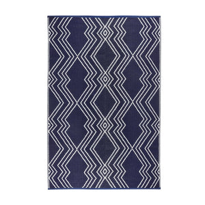 HomeRoots 4' X 6' Blue Geometric Area Rug - Distressed, Durable, UV-Protected Design for High-Traffic Spaces 555634