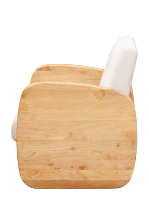 Homeroots 24" White And Natural Linen And Wood Arm Chair Taupe  555645