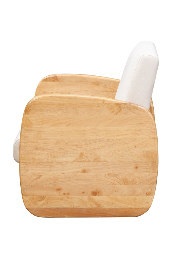 Homeroots 24" White And Natural Linen And Wood Arm Chair Taupe  555645