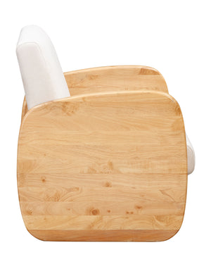 Homeroots 24" White And Natural Linen And Wood Arm Chair Taupe  555645