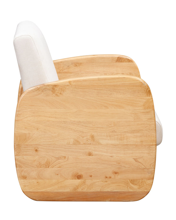 Homeroots 24" White And Natural Linen And Wood Arm Chair Taupe  555645