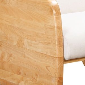 Homeroots 24" White And Natural Linen And Wood Arm Chair Taupe  555645