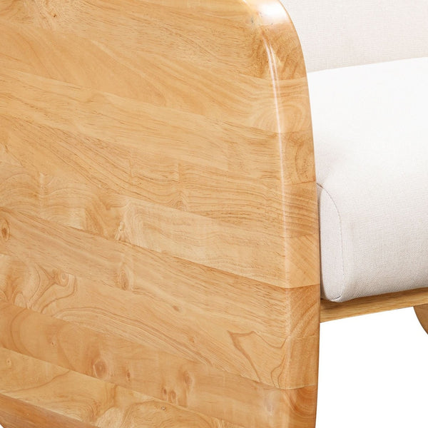 Homeroots 24" White And Natural Linen And Wood Arm Chair Taupe  555645