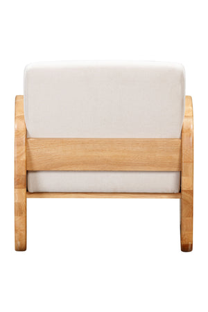 Homeroots 24" White And Natural Linen And Wood Arm Chair Taupe  555645