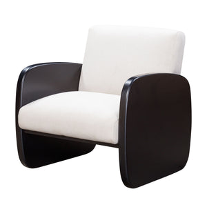 Homeroots 29" White And Black Linen And Wood Arm Chair Black  555646