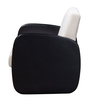 Homeroots 29" White And Black Linen And Wood Arm Chair Black  555646