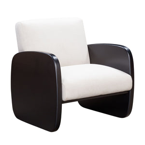 Homeroots 29" White And Black Linen And Wood Arm Chair Black  555646
