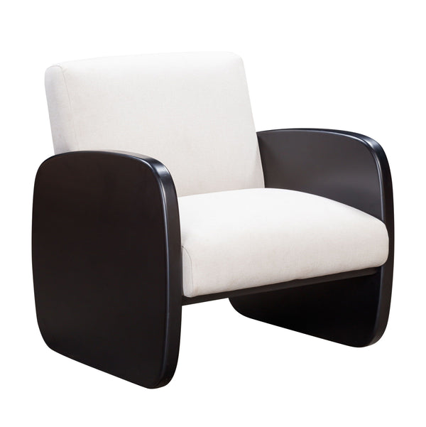 Homeroots 29" White And Black Linen And Wood Arm Chair Black  555646