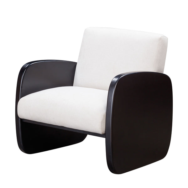 Homeroots 29" White And Black Linen And Wood Arm Chair Black  555646