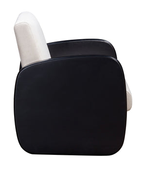 Homeroots 29" White And Black Linen And Wood Arm Chair Black  555646