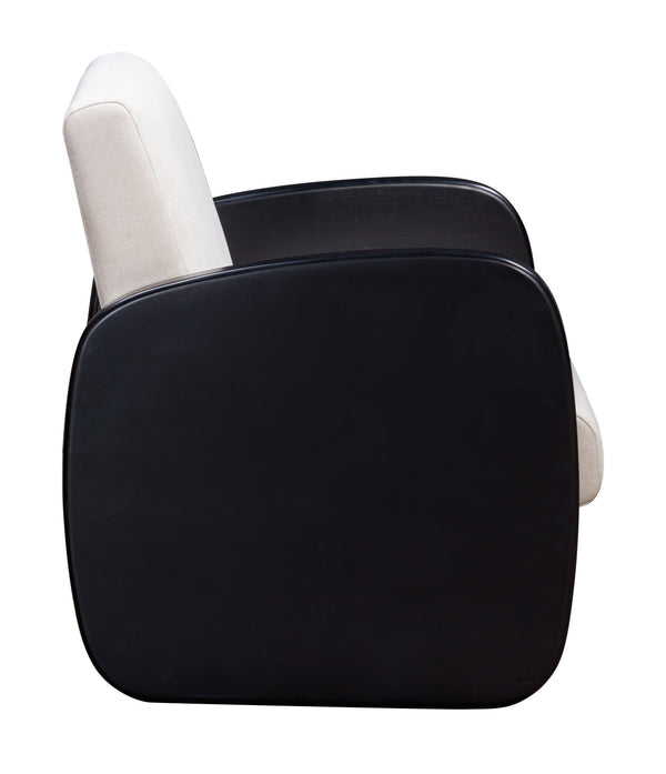 Homeroots 29" White And Black Linen And Wood Arm Chair Black  555646