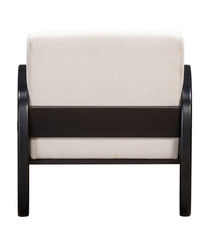 Homeroots 29" White And Black Linen And Wood Arm Chair Black  555646