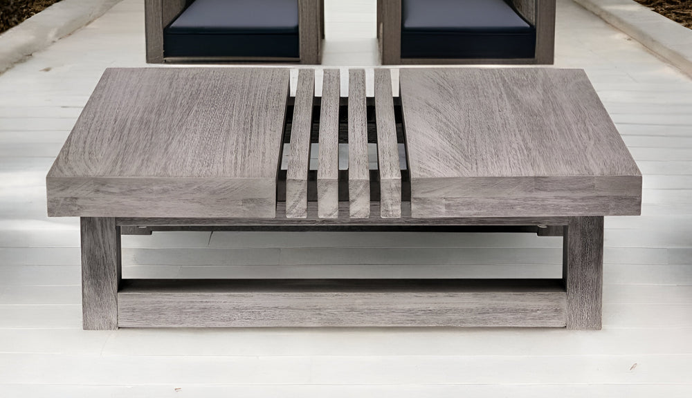 Homeroots 33" Gray Solid Wood Outdoor Coffee Table  Eucalyptus 555647