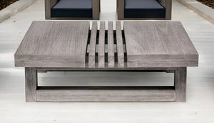 Homeroots 33" Gray Solid Wood Outdoor Coffee Table  Eucalyptus 555647