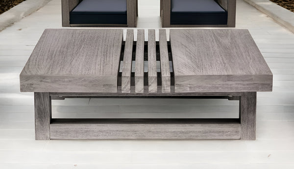 Homeroots 33" Gray Solid Wood Outdoor Coffee Table  Eucalyptus 555647