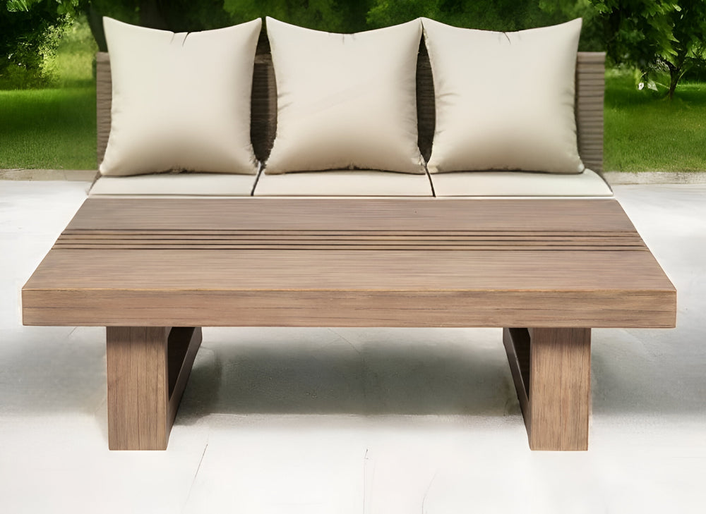 Homeroots 33" Natural Solid Wood Outdoor Coffee Table  Eucalyptus 555648