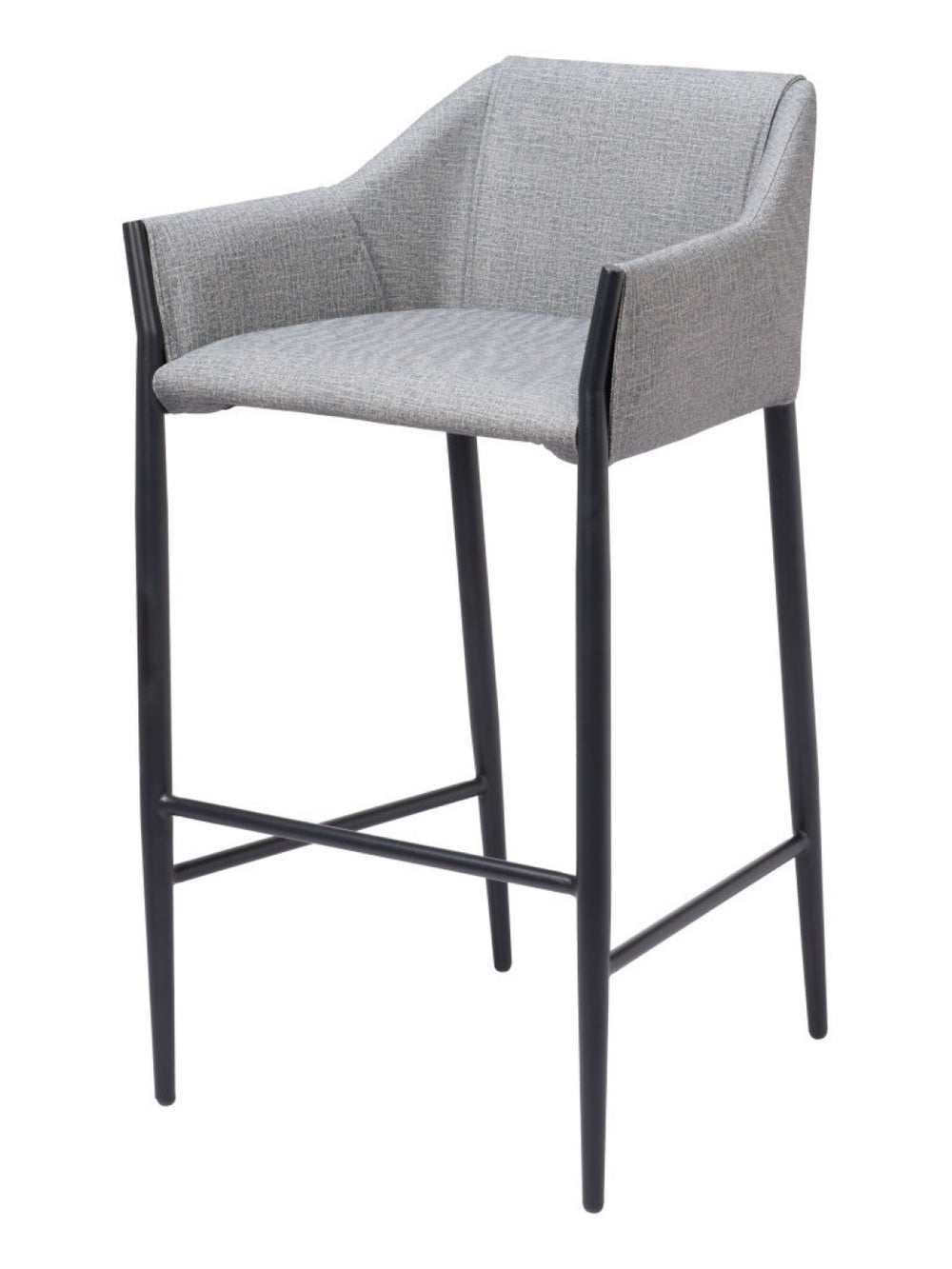 HomeRoots 30" Slate Gray & Black Fabric Bar Chair - Ergonomic, Stylish Height Seating for Modern Spaces 555655