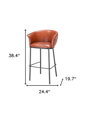 Homeroots 30" Brown And Black Faux Leather And Steel Bar Height Bar Chair   555656