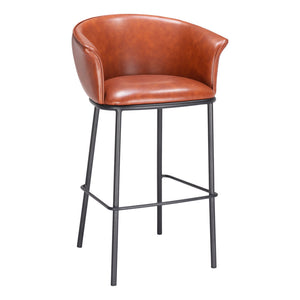 Homeroots 30" Brown And Black Faux Leather And Steel Bar Height Bar Chair   555656