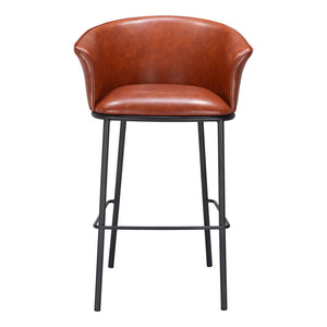 Homeroots 30" Brown And Black Faux Leather And Steel Bar Height Bar Chair   555656