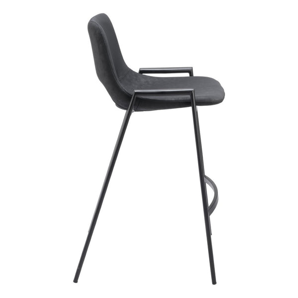 HomeRoots Set of Two Modern Black Faux Leather and Steel Counter-Height Bar Chairs for Stylish Seating 555660