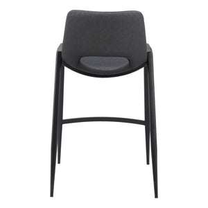 HomeRoots Set of Two Modern Black Faux Leather and Steel Counter-Height Bar Chairs for Stylish Seating 555660