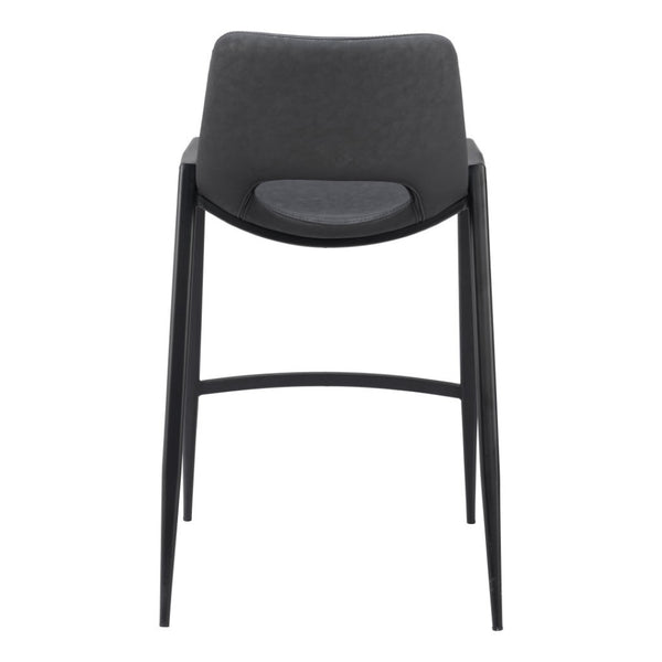 HomeRoots Set of Two Modern Black Faux Leather and Steel Counter-Height Bar Chairs for Stylish Seating 555660