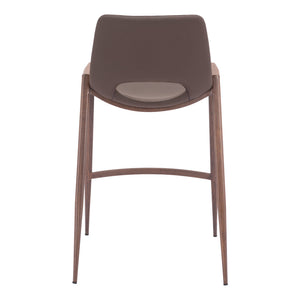 Homeroots Set Of Two 26" Brown Faux Leather And Steel Low Back Counter Height Bar Chairs   555661