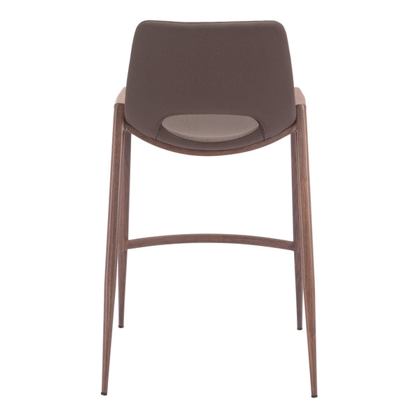 Homeroots Set Of Two 26" Brown Faux Leather And Steel Low Back Counter Height Bar Chairs   555661