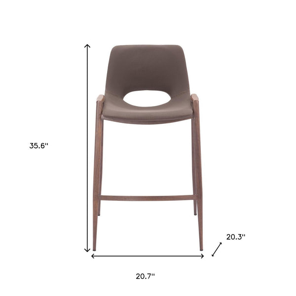 Homeroots Set Of Two 26" Brown Faux Leather And Steel Low Back Counter Height Bar Chairs   555661