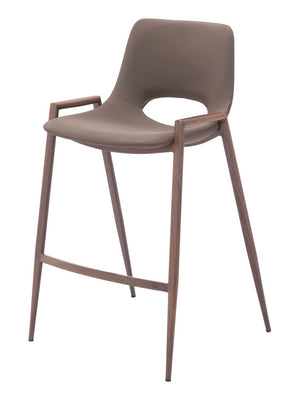 Homeroots Set Of Two 26" Brown Faux Leather And Steel Low Back Counter Height Bar Chairs   555661