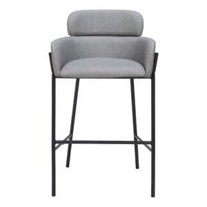 Homeroots 30" Slate Gray And Black Fabric And Steel Bar Height Bar Chair   555662