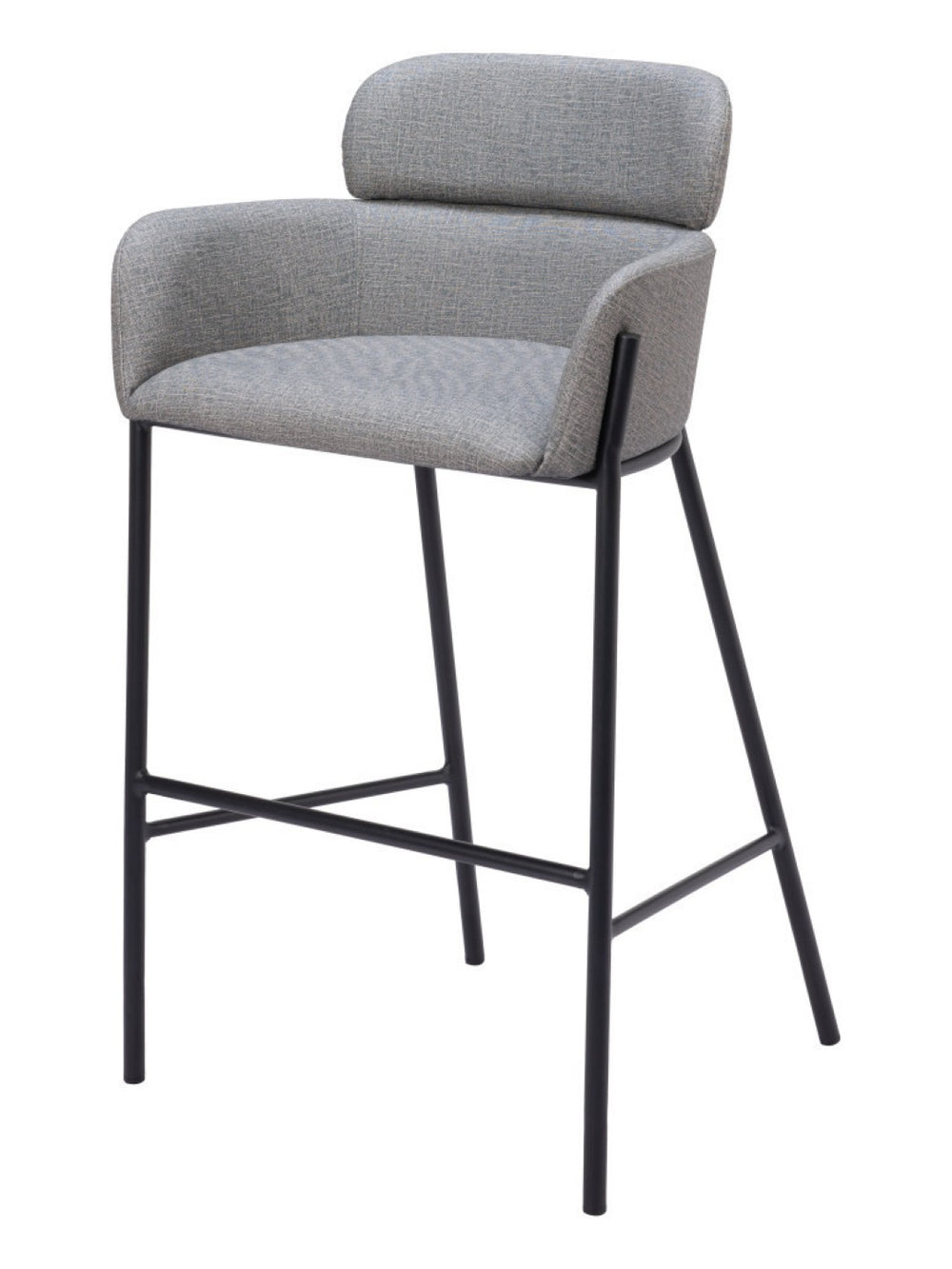 HomeRoots 30" Slate Gray Industrial Bar Chair with Armrests & Footrest for Kitchen or Home Bar Comfort 555662