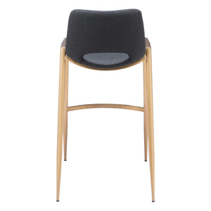 HomeRoots Set of Two Modern Black & Gold Faux Leather Bar Chairs - Stylish, Supportive, & Versatile Design! 555663