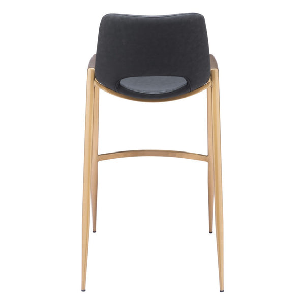 HomeRoots Set of Two Modern Black & Gold Faux Leather Bar Chairs - Stylish, Supportive, & Versatile Design! 555663