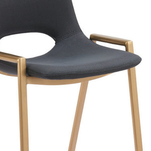 HomeRoots Set of Two Modern Black & Gold Faux Leather Bar Chairs - Stylish, Supportive, & Versatile Design! 555663