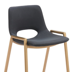 HomeRoots Set of Two Modern Black & Gold Faux Leather Bar Chairs - Stylish, Supportive, & Versatile Design! 555663