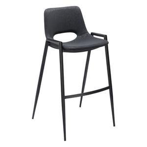 HomeRoots Set of Two 30" Black Faux Leather Bar Chairs with Steel Frame - Modern Comfort for Home Bars 555667