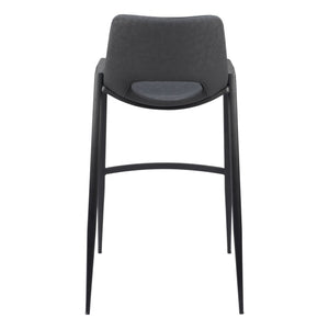 HomeRoots Set of Two 30" Black Faux Leather Bar Chairs with Steel Frame - Modern Comfort for Home Bars 555667